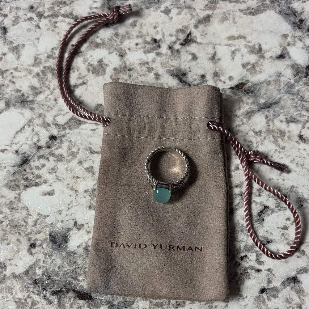 David Yurman Silver Ring with Aqua Stone